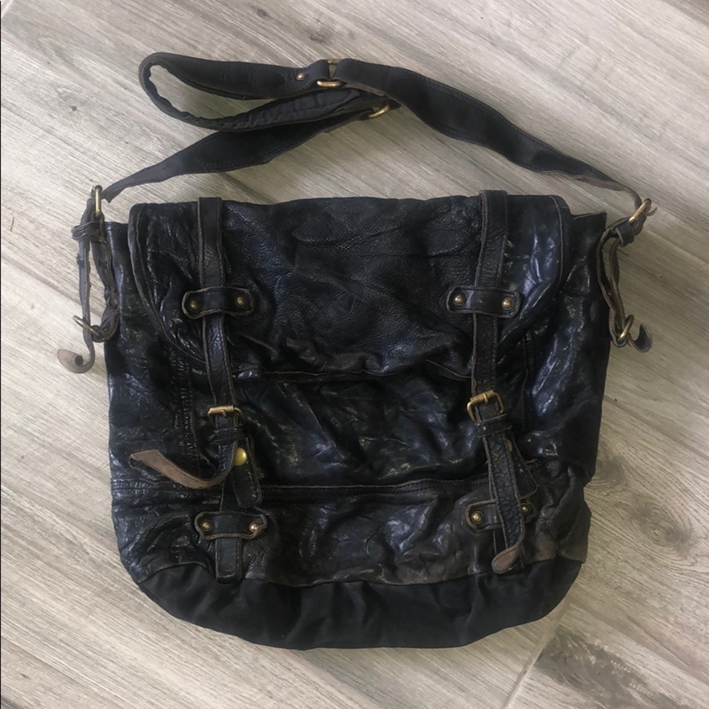 TOUGH JEANSMITH Leather and Canvas Messenger bag